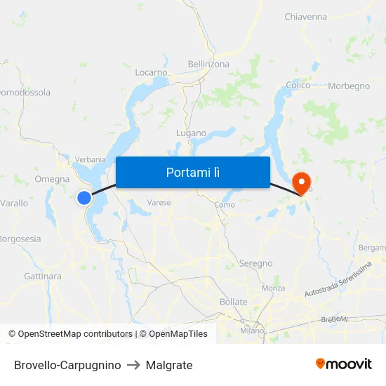 Brovello-Carpugnino to Malgrate map