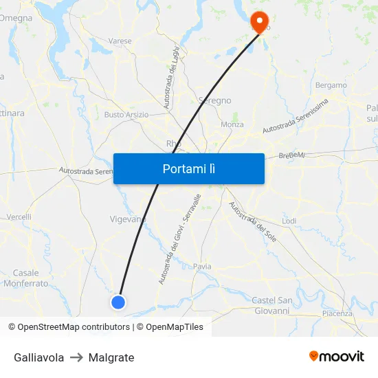 Galliavola to Malgrate map