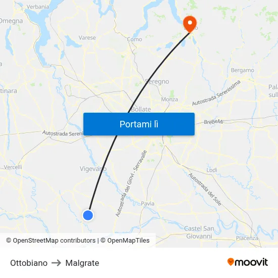 Ottobiano to Malgrate map