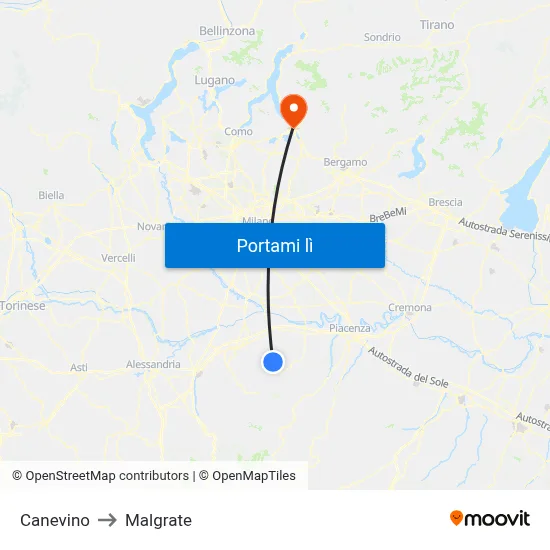 Canevino to Malgrate map