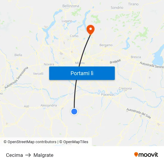 Cecima to Malgrate map