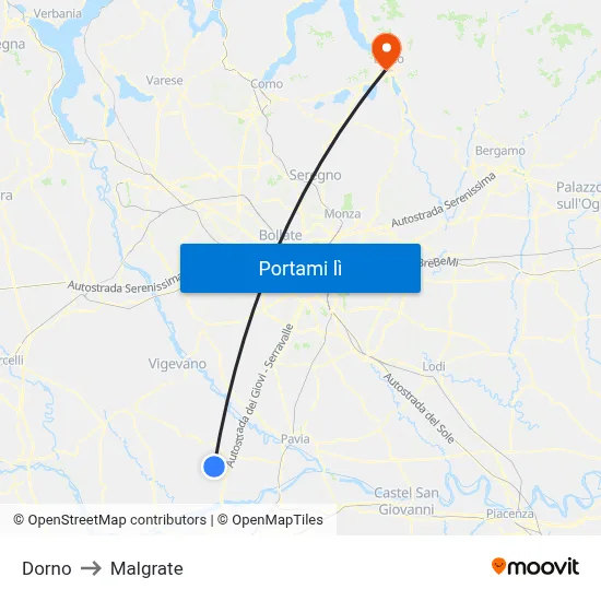 Dorno to Malgrate map