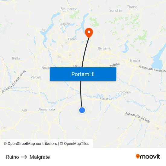 Ruino to Malgrate map