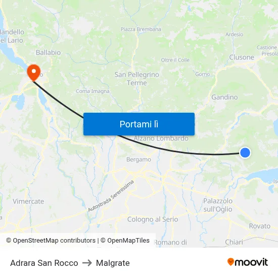 Adrara San Rocco to Malgrate map