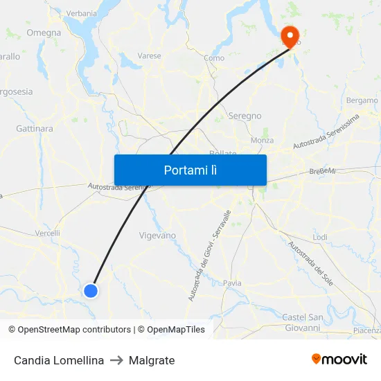 Candia Lomellina to Malgrate map