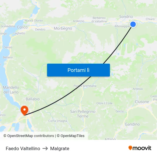 Faedo Valtellino to Malgrate map