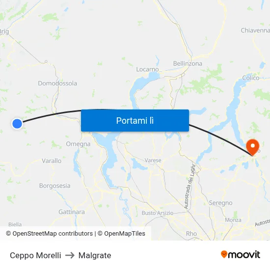 Ceppo Morelli to Malgrate map