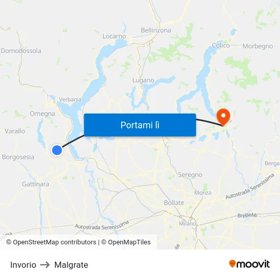 Invorio to Malgrate map