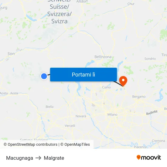 Macugnaga to Malgrate map