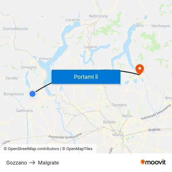 Gozzano to Malgrate map