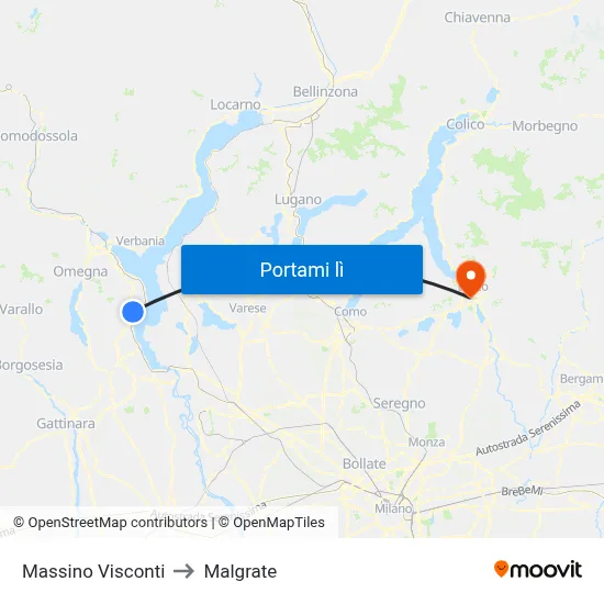 Massino Visconti to Malgrate map