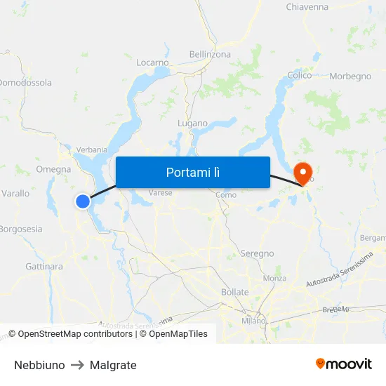 Nebbiuno to Malgrate map
