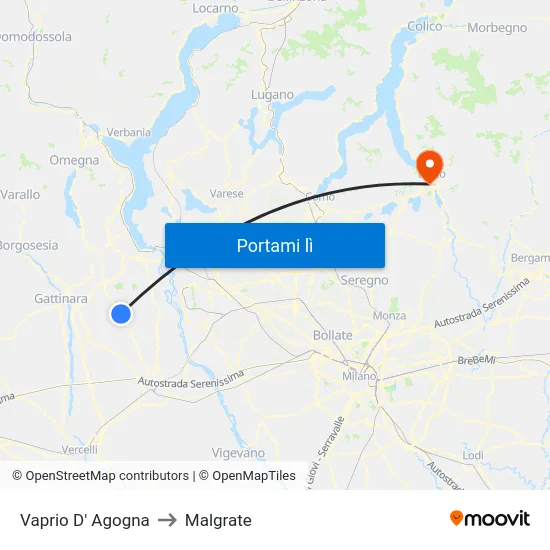 Vaprio D' Agogna to Malgrate map