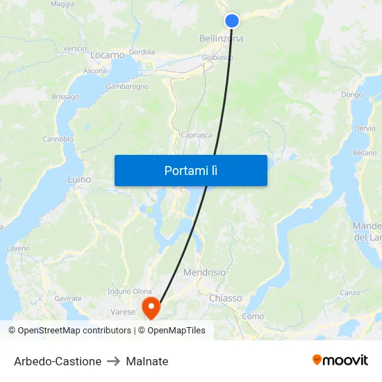 Arbedo-Castione to Malnate map
