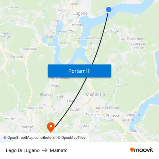 Lago Di Lugano to Malnate map