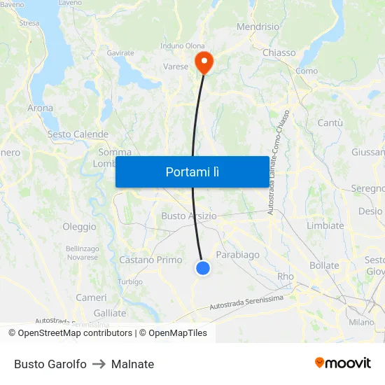 Busto Garolfo to Malnate map