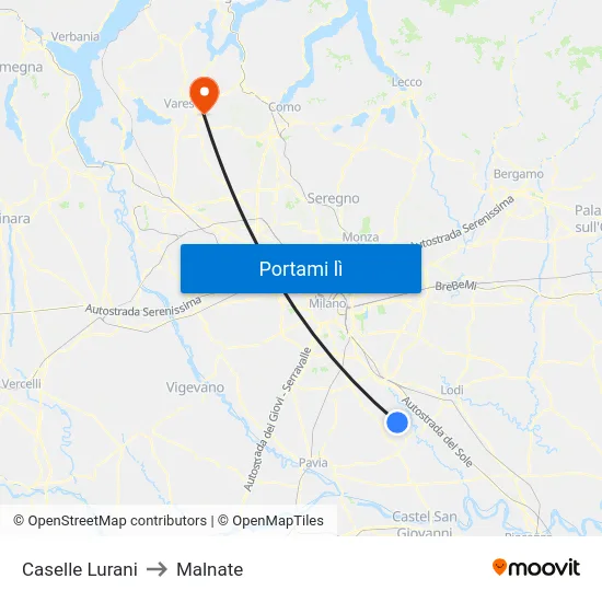 Caselle Lurani to Malnate map