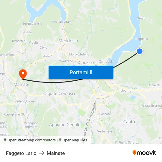 Faggeto Lario to Malnate map