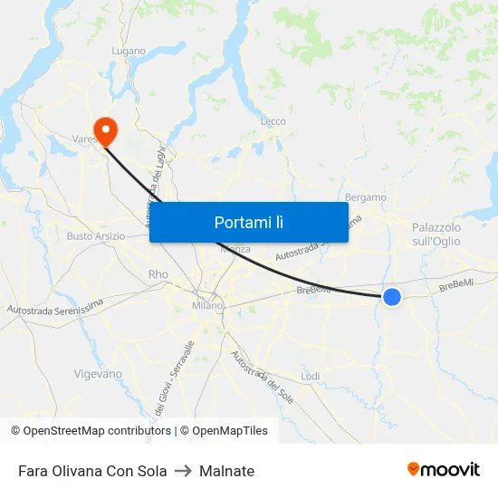 Fara Olivana Con Sola to Malnate map