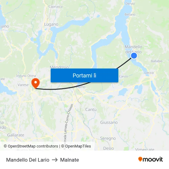 Mandello Del Lario to Malnate map
