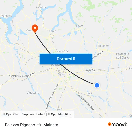 Palazzo Pignano to Malnate map