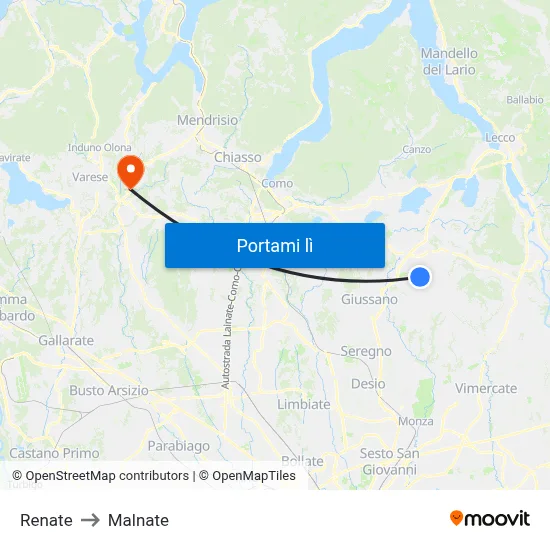 Renate to Malnate map