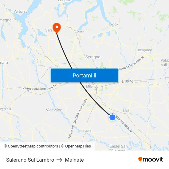 Salerano Sul Lambro to Malnate map