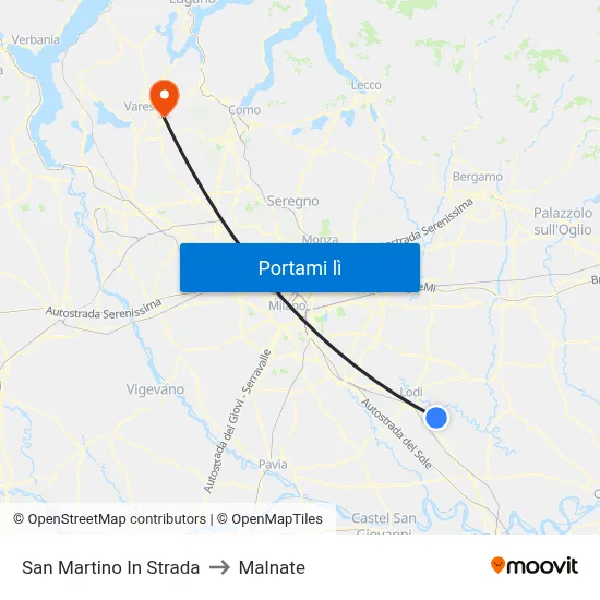 San Martino In Strada to Malnate map