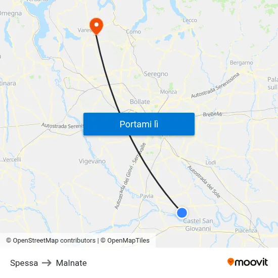 Spessa to Malnate map
