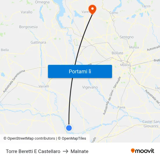 Torre Beretti E Castellaro to Malnate map