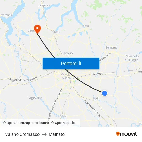 Vaiano Cremasco to Malnate map