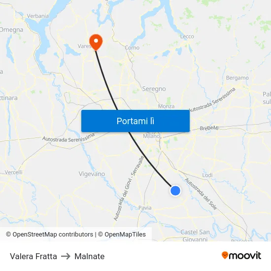 Valera Fratta to Malnate map