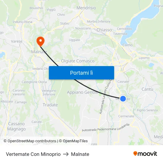 Vertemate Con Minoprio to Malnate map