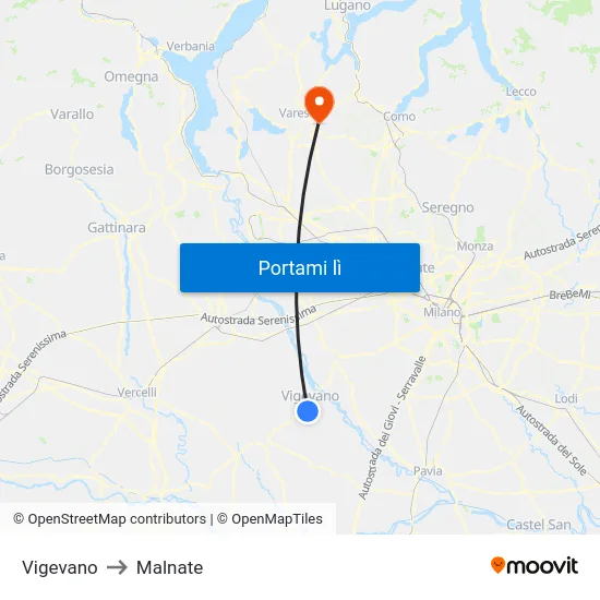 Vigevano to Malnate map
