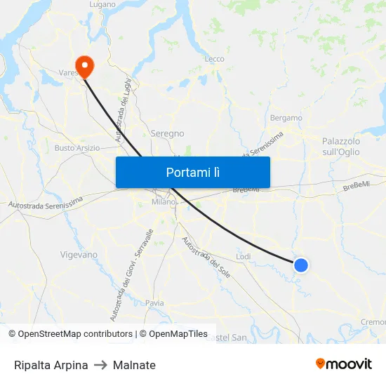 Ripalta Arpina to Malnate map
