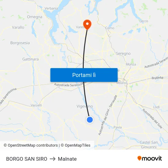 BORGO SAN SIRO to Malnate map