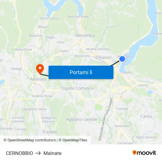 CERNOBBIO to Malnate map