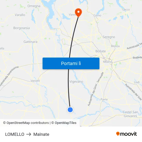LOMELLO to Malnate map