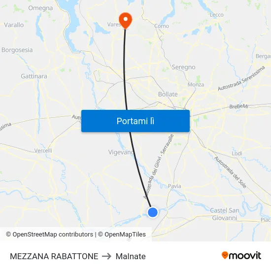 MEZZANA RABATTONE to Malnate map