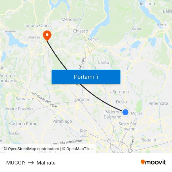 MUGGI? to Malnate map