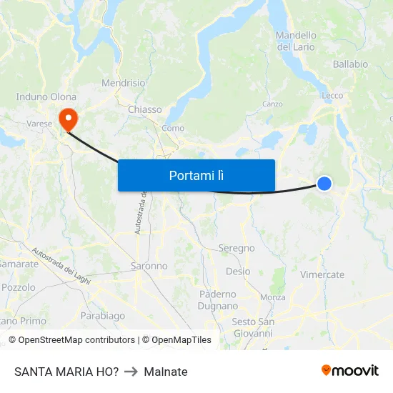 SANTA MARIA HO? to Malnate map
