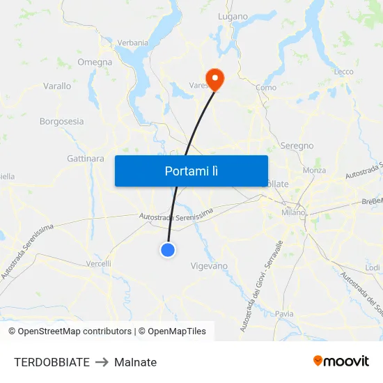 TERDOBBIATE to Malnate map