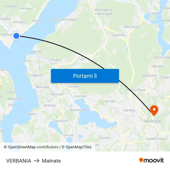 VERBANIA to Malnate map