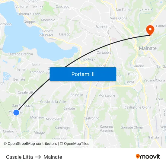 Casale Litta to Malnate map
