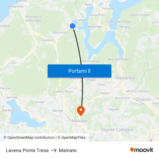 Lavena Ponte Tresa to Malnate map