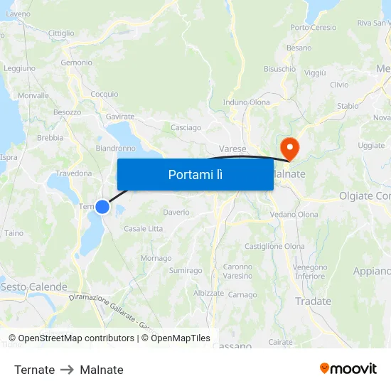Ternate to Malnate map