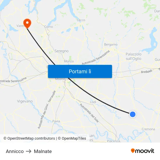 Annicco to Malnate map