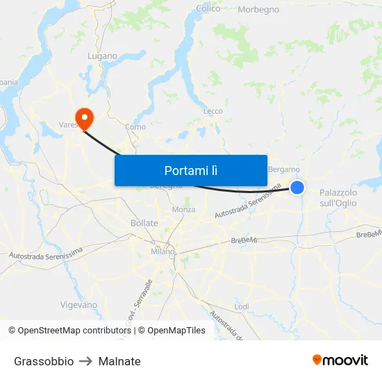 Grassobbio to Malnate map