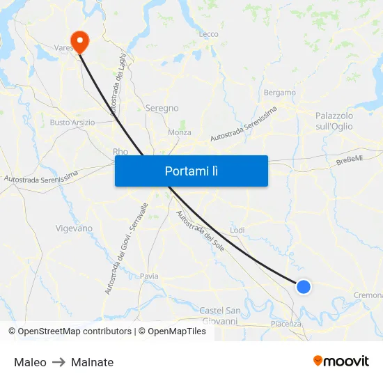 Maleo to Malnate map