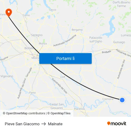 Pieve San Giacomo to Malnate map